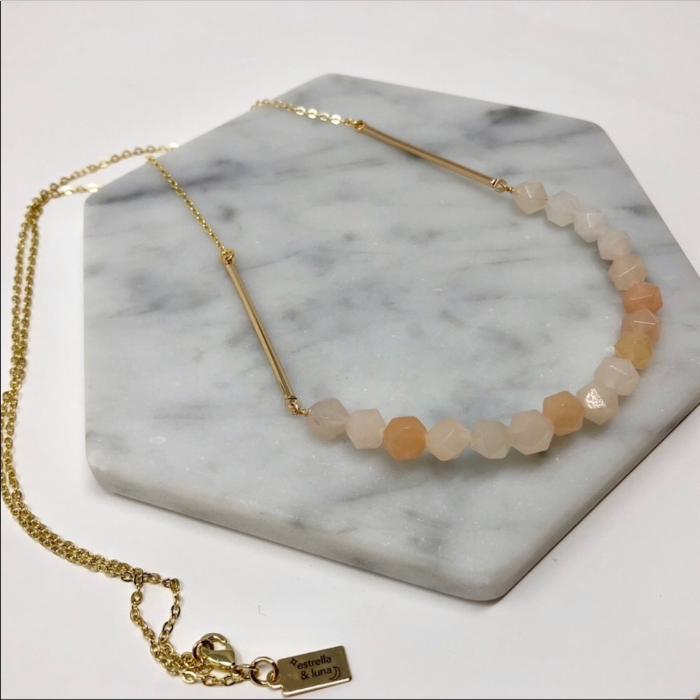 NEW Rose Quartz Bead 14k Gold Long Boho Necklace - Picture 2 of 4